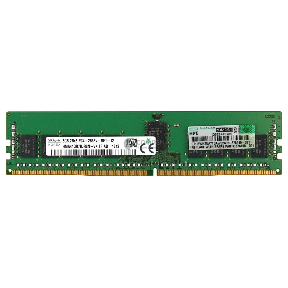 876319-081 HP DDR4  8GB 2RX8 PC4-21333 2666MHZ RDIMM CAS 17-17-17